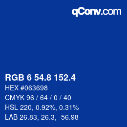 カラーコード: RGB 6 54.8 152.4 | qconv.com