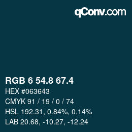 カラーコード: RGB 6 54.8 67.4 | qconv.com