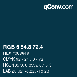 カラーコード: RGB 6 54.8 72.4 | qconv.com