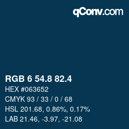 カラーコード: RGB 6 54.8 82.4 | qconv.com