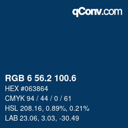 カラーコード: RGB 6 56.2 100.6 | qconv.com