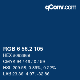 カラーコード: RGB 6 56.2 105 | qconv.com
