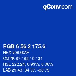 カラーコード: RGB 6 56.2 175.6 | qconv.com