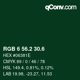 カラーコード: RGB 6 56.2 30.6 | qconv.com