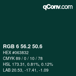 カラーコード: RGB 6 56.2 50.6 | qconv.com