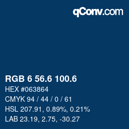 カラーコード: RGB 6 56.6 100.6 | qconv.com