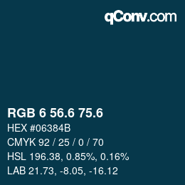 カラーコード: RGB 6 56.6 75.6 | qconv.com