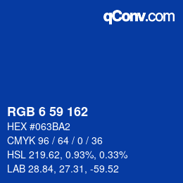 Color code: RGB 6 59 162 | qconv.com