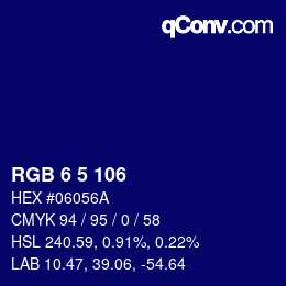 Color code: RGB 6 5 106 | qconv.com