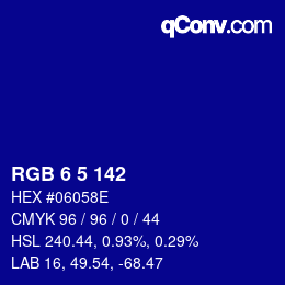 Color code: RGB 6 5 142 | qconv.com