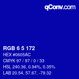 Color code: RGB 6 5 172 | qconv.com