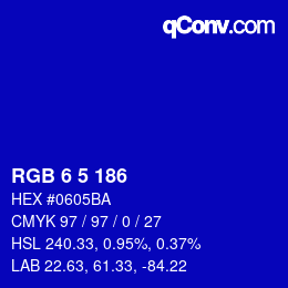 Color code: RGB 6 5 186 | qconv.com