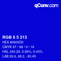 Color code: RGB 6 5 213 | qconv.com