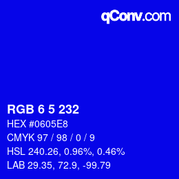 Color code: RGB 6 5 232 | qconv.com
