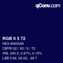 Color code: RGB 6 5 72 | qconv.com
