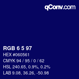 Color code: RGB 6 5 97 | qconv.com