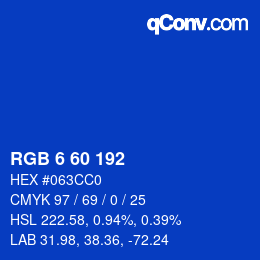 Color code: RGB 6 60 192 | qconv.com