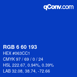 颜色代码: RGB 6 60 193 | qconv.com