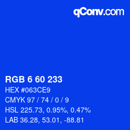 カラーコード: RGB 6 60 233 | qconv.com