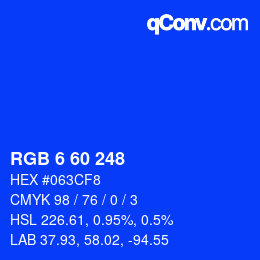 Color code: RGB 6 60 248 | qconv.com