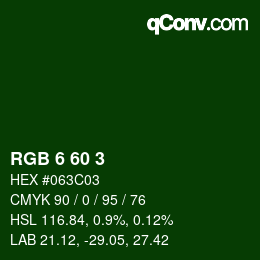 カラーコード: RGB 6 60 3 | qconv.com