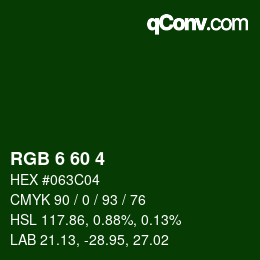Color code: RGB 6 60 4 | qconv.com