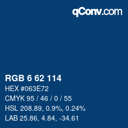 Color code: RGB 6 62 114 | qconv.com