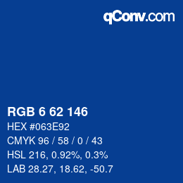 Color code: RGB 6 62 146 | qconv.com
