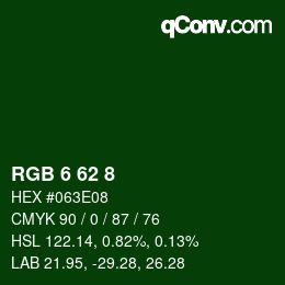 Color code: RGB 6 62 8 | qconv.com