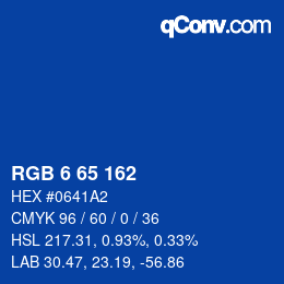 カラーコード: RGB 6 65 162 | qconv.com