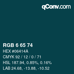 Color code: RGB 6 65 74 | qconv.com
