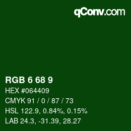 Color code: RGB 6 68 9 | qconv.com