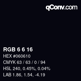 Color code: RGB 6 6 16 | qconv.com