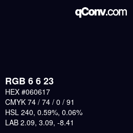 颜色代码: RGB 6 6 23 | qconv.com