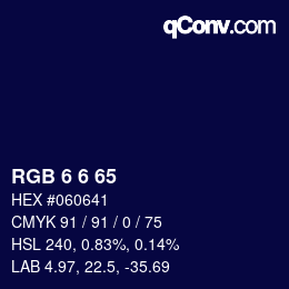 カラーコード: RGB 6 6 65 | qconv.com