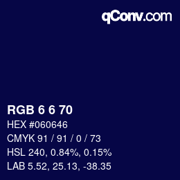 Color code: RGB 6 6 70 | qconv.com