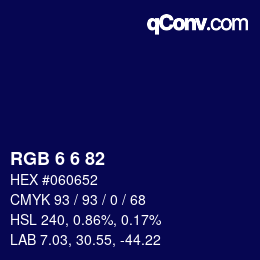 Color code: RGB 6 6 82 | qconv.com