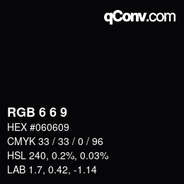 颜色代码: RGB 6 6 9 | qconv.com
