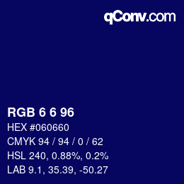 Color code: RGB 6 6 96 | qconv.com