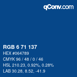 Color code: RGB 6 71 137 | qconv.com