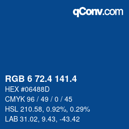 カラーコード: RGB 6 72.4 141.4 | qconv.com
