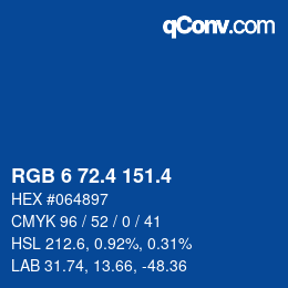 カラーコード: RGB 6 72.4 151.4 | qconv.com