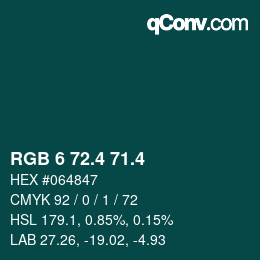 カラーコード: RGB 6 72.4 71.4 | qconv.com