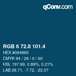 カラーコード: RGB 6 72.8 101.4 | qconv.com