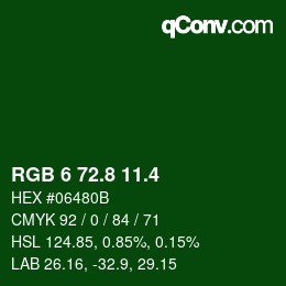 カラーコード: RGB 6 72.8 11.4 | qconv.com