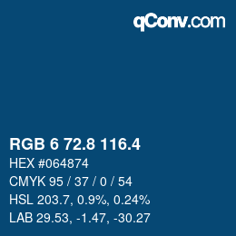 カラーコード: RGB 6 72.8 116.4 | qconv.com