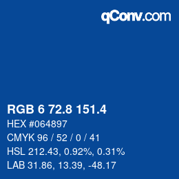 カラーコード: RGB 6 72.8 151.4 | qconv.com