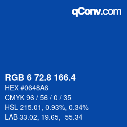 カラーコード: RGB 6 72.8 166.4 | qconv.com