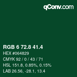 カラーコード: RGB 6 72.8 41.4 | qconv.com
