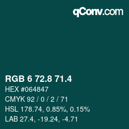 カラーコード: RGB 6 72.8 71.4 | qconv.com